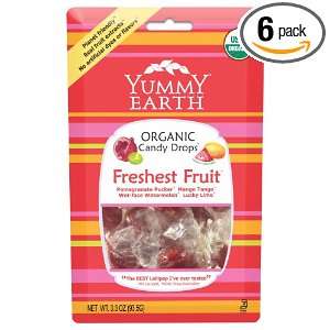 Yummy Earth Organic Freshest Fruit Drops   Pack of 6:  