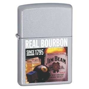 Zippo Satin Chrome Lighter, Jim Beam Real Bourbon:  Sports 