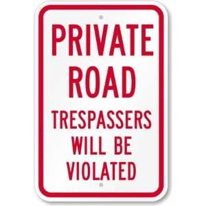  Private Road   Trespassers Will Be Violated High Intensity 