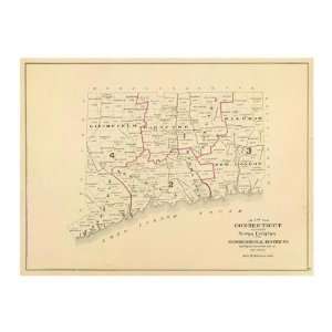   Hurd & Co.   Connecticut: Congressional Districts, 1893 Giclee Canvas