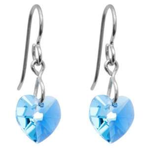 Titanium Heart March Birthstone Earrings Made with SWAROVSKI ELEMENTS