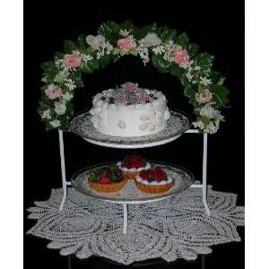  Custom Decorated   2 Tier Floral Decorated Server 