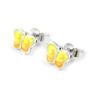  Silver loops Papillons yellow.: Jewelry