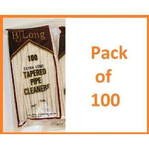 Pack 100 BJ Longs Extra Long Tapered Cotton Pipe Cleaners:  