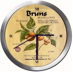  BRUNS 14 Inch Coffee Metal Clock Quartz Movement: Kitchen 