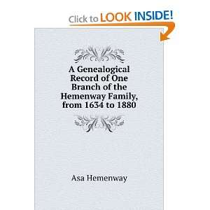  A Genealogical Record of One Branch of the Hemenway Family 