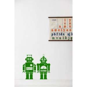  Robots in Green Kids Wall Stickers