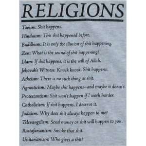 Religions of the World T Shirt Size: XL Funny Sayings About Major 