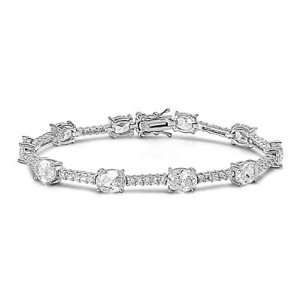  Sterling Silver Oval Cut CZ Tennis Bracelet: Jewelry