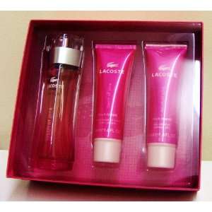 touch of pink 3pcs gift set by lacoste for women..1.6oz edt spray..1 