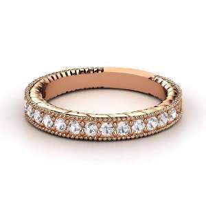  Victoria Band, 18K Rose Gold Ring with White Sapphire 