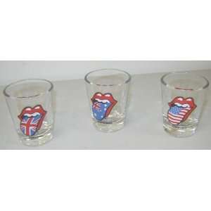   Stones Mick Jagger Tongues 3 Shot Glasses Glass Set: Kitchen & Dining