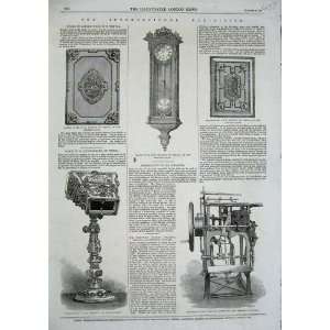  1862 Clock GrunerS Pressing Machine Stereoscope Box: Home 