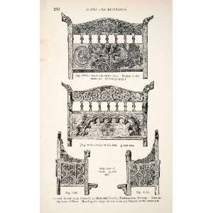 1889 Wood Engraving Bridal Chair Gunnar Snake pit Hitterdal Church 