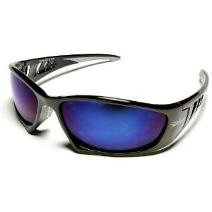 Edge Safety Eyewear Glasses Baretti   Black / Blue Mirror 