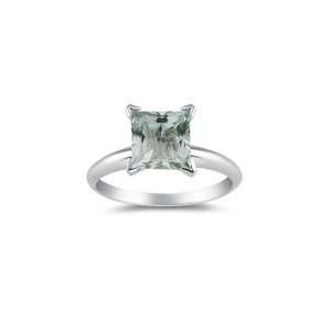  1.41 Cts Green Amethyst Solitaire Ring in 14K White Gold 6 