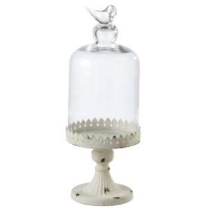  16.75 Shabby Chic Decorative White Pedestal with Glass 