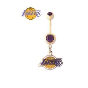  Los Angeles Lakers Gold Plated 14 Gauge Belly Button Ring 