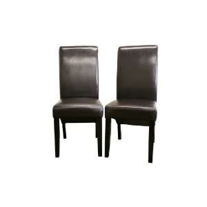  Nikos Dark Brown Leather Dining Chair Set of 2: Home 