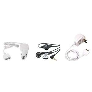 3in1 Car Plug in+Home Wall AC Charger+3.5mm Stereo Handsfree Headset 