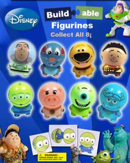 DISNEY PIXAR BUILDABLE FIGURE SET OF 8 CAKE TOPPER * TOY STORY, UP 