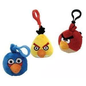   Plush Clip On Set Of 3 Birds (Red, Yellow, and Blue) Toys & Games