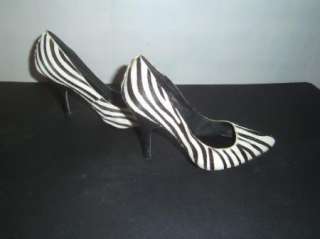 Steve Madden Sz. 6 1/2 M Zebra Animal Print Pony Hair Leather Shoes 