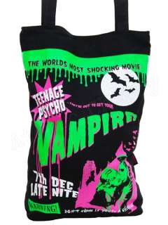 Hell Bunny Teenage Psycho Vampires Tote Bag Horror Rockabilly Punk 