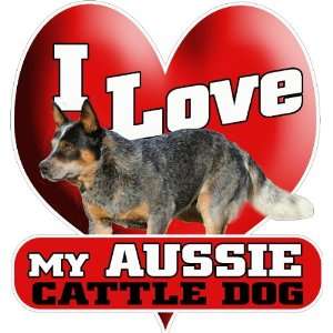  I Love My Aussie Cattle Dog Dog Bumper Sticker: Automotive