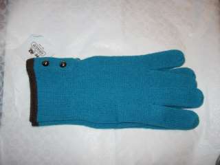 COACH Turquoise Wool / Cashmere Blend Gloves NWT sz 8  