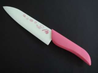 White Ceramic Chefs Knife with Cute Pattern Blade   SALE  