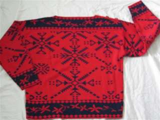 Obermeyer Blue Red Sweater Ski Snowflake Women L Hanna  