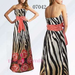   Strapless Zebra Evening Dress Porm Dress Maxi Party Gown 07042 Size M