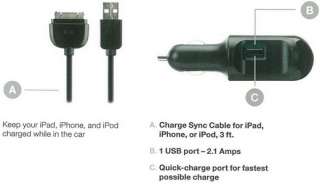 BELKIN AUTO CAR CHARGER IPAD IPOD IPHONE 2.1AMPS +CABLE  