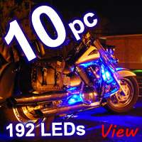 8pc BLUE LED FLEXIBLE MOTORCYCLE LIGHTS KIT 162 LEDS  