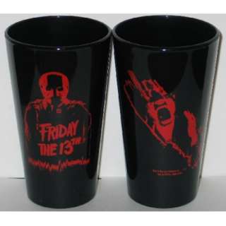 Friday the 13th Movie Jason Silhouette Two Sided Black Pint Glass, NEW 