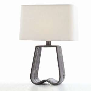  Jase Distressed Aluminum Lamp with Off White Linen Shade 