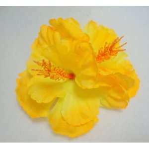  Double Bright Yellow Hibiscus Flower Hair Clip Beauty
