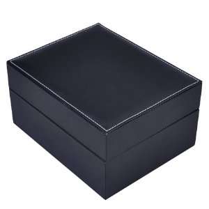  Black Leather 4 Watch Display Case Ring Tray Jewelry Box 