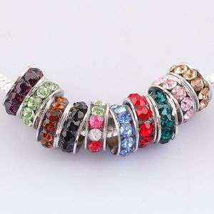 WHOLESALE 100X MULTICOLOR CRYSTAL SPACER LOOSE EUROPEAN BEADS FIT 