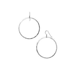  Argento Vivo Large Hammered Hoop Earrings: Jewelry