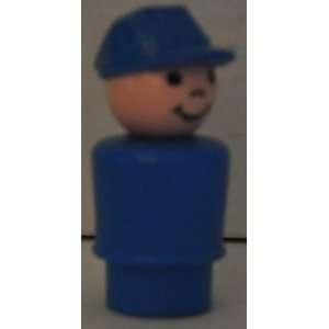 Vintage Little People Mail Man (Blue Hat Plastic & Blue Plastic Base 