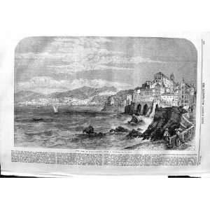   1859 WAR ITALY VIEW GENOA YACHTS BUILDINGS MOUNTAINS: Home & Kitchen