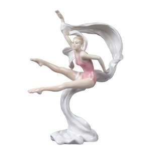  Modern Dance Female Jump With Ribbon Statue