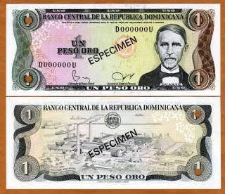 Specimen, Dominican Republic, 1 Peso Oro, 1982, P 117s, UNC  