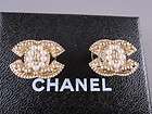 Auth CHANEL 11C Baroque Pearl CC Crystal Gold Earrings NEW