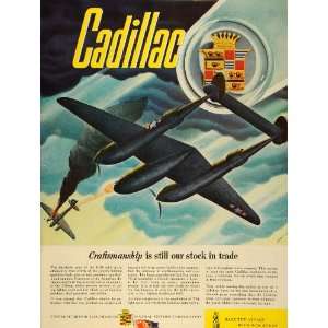  1943 Ad Cadillac General Motor Logo Fighter Plane WWII 