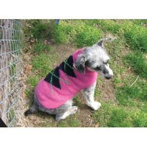  Handmade Wool Argyle Dog Sweater Pink Size XXS