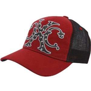  Xtreme Couture Red Black Despair Adjustable Mesh Hat 