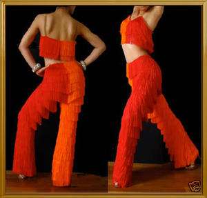 Tailor Samba RED Latin Fringe YULIA dance Top pants  